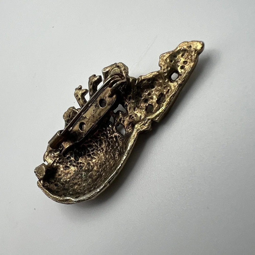 Vintage Noahs Ark‎ Animal Brooch Gold Tone Pin